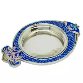 Икорница из серебра "Праздничная" финифть