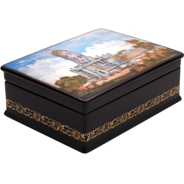 Casket "Church in Dubrovitsy" Larishev, Fedoskino