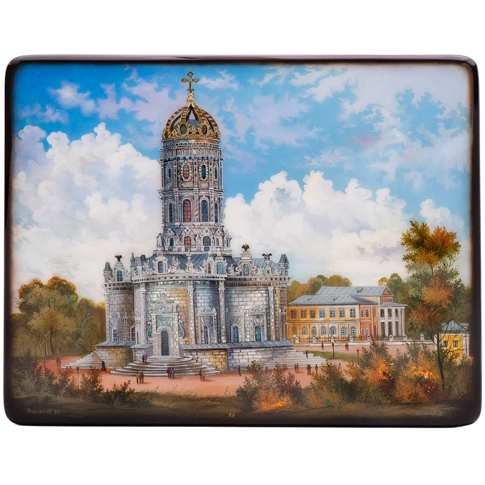 Casket "Church in Dubrovitsy" Larishev, Fedoskino