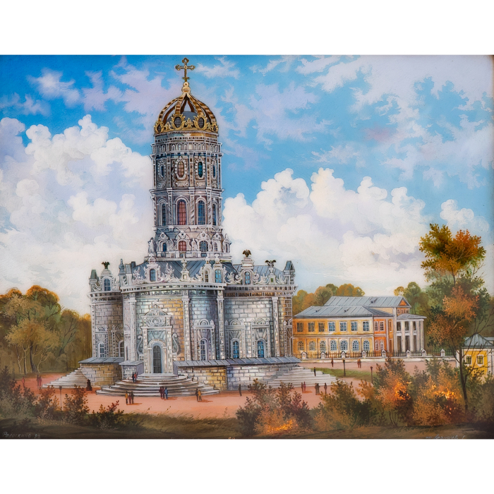 Casket "Church in Dubrovitsy" Larishev, Fedoskino