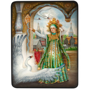 The box "The Swan Princess" by Deryuzhenko, Fedoskino