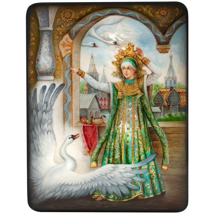 The box "The Swan Princess" by Deryuzhenko, Fedoskino