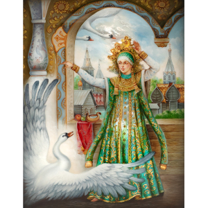 The box "The Swan Princess" by Deryuzhenko, Fedoskino