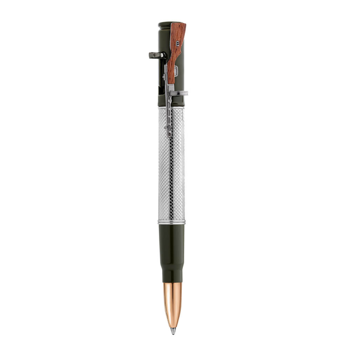 Ballpoint pen made of silver and brass "with a Shpagin submachine gun. Professional"