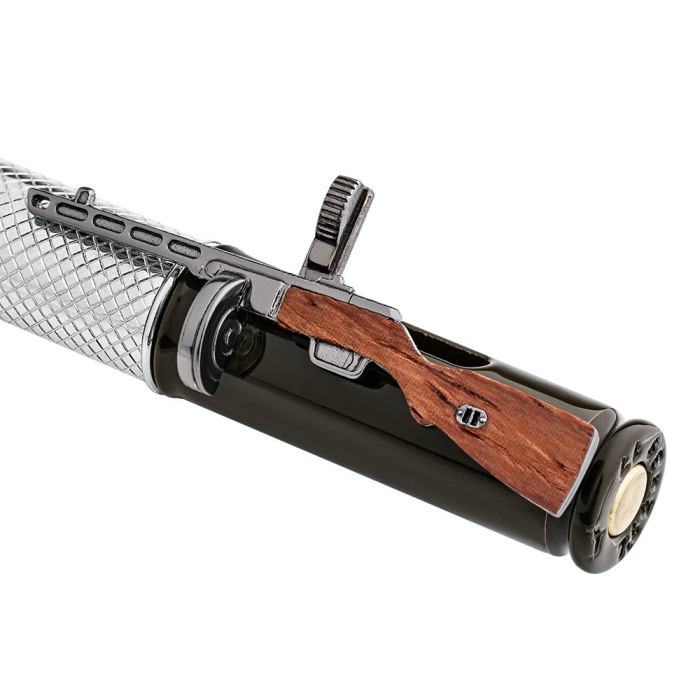 Ballpoint pen made of silver and brass "with a Shpagin submachine gun. Professional"