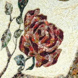 Decorative embroidered panel made of precious stones "Peacock"