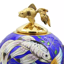 Сервиз чайный серебряный "Золотая рыбка" на 2 персоны, 8 предметов