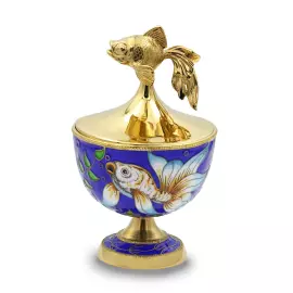 Сервиз чайный серебряный "Золотая рыбка" на 2 персоны, 8 предметов