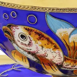 Сервиз чайный серебряный "Золотая рыбка" на 2 персоны, 8 предметов