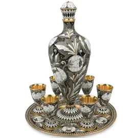 Набор серебряный для вина "Пион" на 6 персон Набор серебряный для вина "Пион" на 6 персон