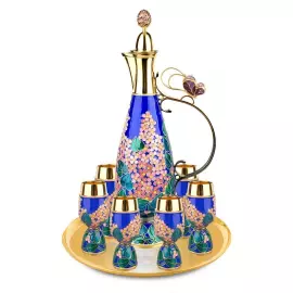 Набор для вина серебряный "Сирень" синий, на 6 персон