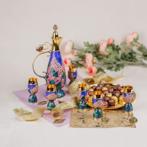 Набор для вина серебряный "Сирень" синий, на 6 персон