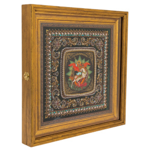 Embroidered icon of "Great Martyr George the Victorious" in a kiosk