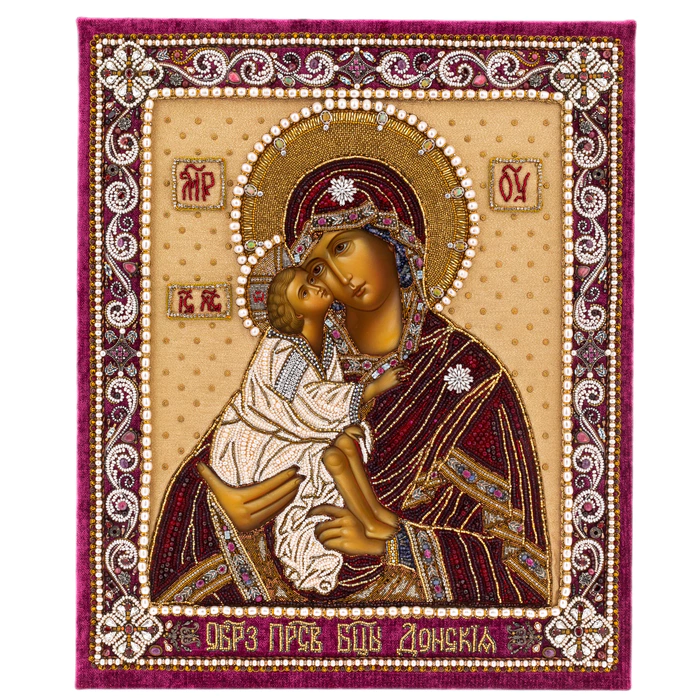 The embroidered icon of Our Lady of Don