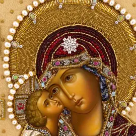 Вышитая икона "Богоматерь Донская"