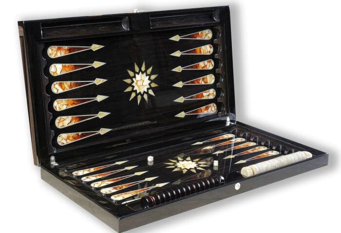 Backgammon made of stained oak "Ornament" of the Orient collection