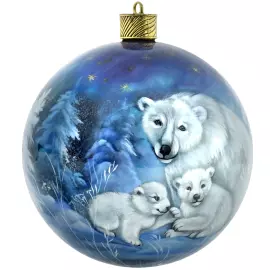 Шар елочный "Белые медведи" Федоскино