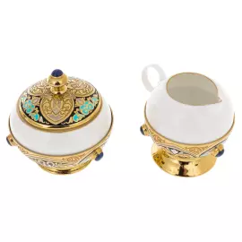 Coffee set for 4 persons "Grace" with lapis lazuli, Zlatoust