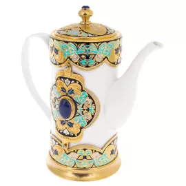 Coffee set for 4 persons "Grace" with lapis lazuli, Zlatoust