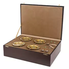 Coffee set for 4 persons "Grace" with lapis lazuli, Zlatoust