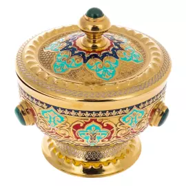 Tea set "Tsarevich" for 2 persons, with malachite, Zlatoust