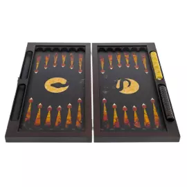 Нарды из мореного дуба и янтаря "Змея"