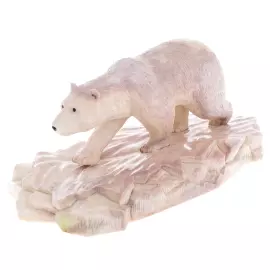 Скульптура из рога лося "Белый медведь" на подставке