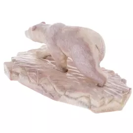 Скульптура из рога лося "Белый медведь" на подставке