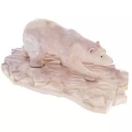 Скульптура из рога лося "Белый медведь" на подставке