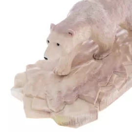 Скульптура из рога лося "Белый медведь" на подставке