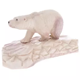 Скульптура из рога лося "Белый мишка" на подставке