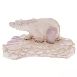 Скульптура из рога лося "Белый мишка" на подставке