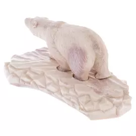 Скульптура из рога лося "Белый мишка" на подставке