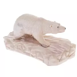 Скульптура из рога лося "Белый мишка" на подставке