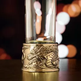 Набор для крепких напитков: 4 стопки патрон "Дракон", 2 бокала для виски "Квадро - Дракон" в черной упаковке