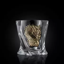 Набор для крепких напитков: 4 стопки патрон "Дракон", 2 бокала для виски "Квадро - Дракон" в черной упаковке