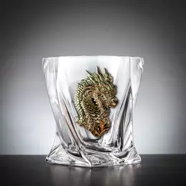 Набор для крепких напитков: 4 стопки патрон "Дракон", 2 бокала для виски "Квадро - Дракон" в черной упаковке