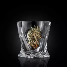 Набор для крепких напитков: 4 стопки патрон "Дракон", 2 бокала для виски "Квадро - Дракон" в черной упаковке