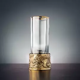 Набор для крепких напитков: 4 стопки патрон "Дракон", 2 бокала для виски "Квадро - Дракон" в черной упаковке