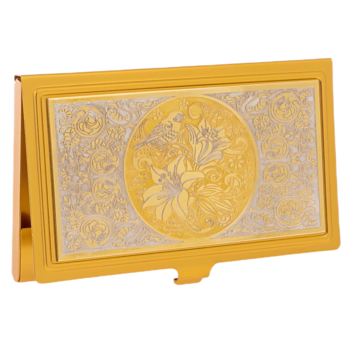 Business card holder "Bird in flowers" Zlatoust