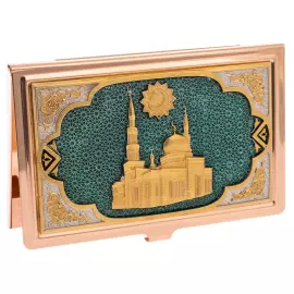 Moscow Cathedral Mosque Green business card holder, Zlatoust