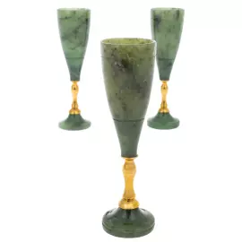 Набор для ликера из нефрита "Добрый вечер" на 3 персоны, 4 предмета,Златоуст