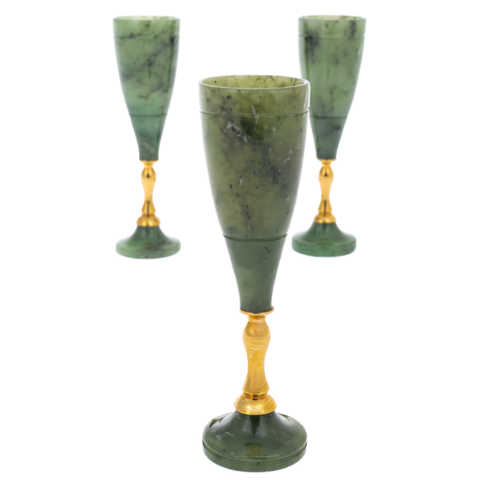 Jade liqueur set "Good evening" for 3 persons, Zlatoust