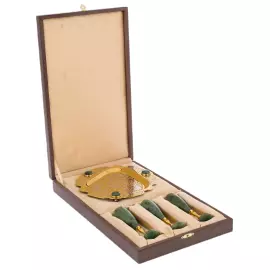 Набор для ликера из нефрита "Добрый вечер" на 3 персоны, 4 предмета,Златоуст