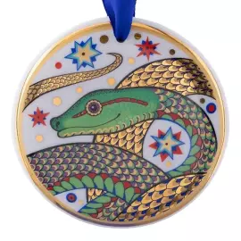 A set of porcelain Christmas tree toys "Snake. Three Elements" 3 pieces