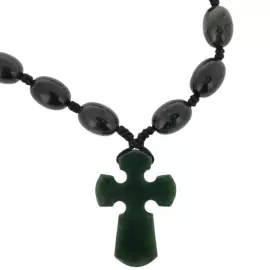 Четки из нефрита "Христианские. Крест" зеленые