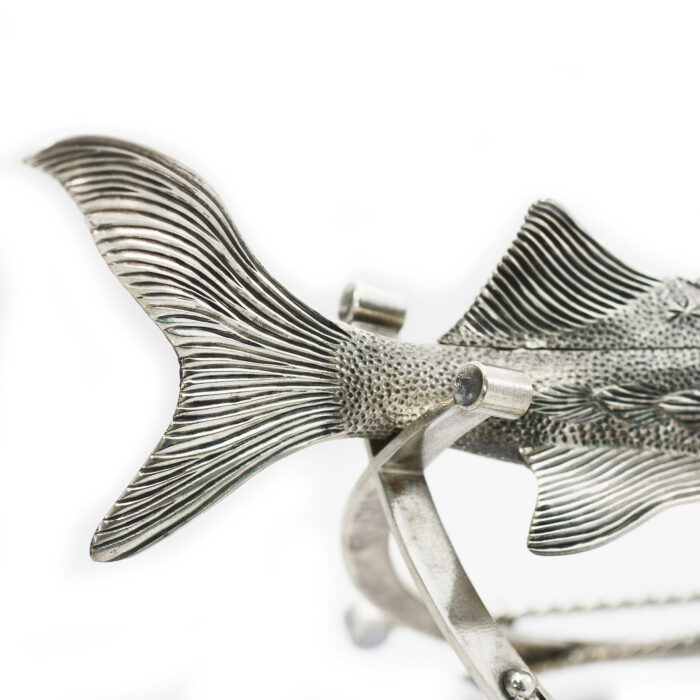 Silver caviar bowl "Sturgeon" on a stand