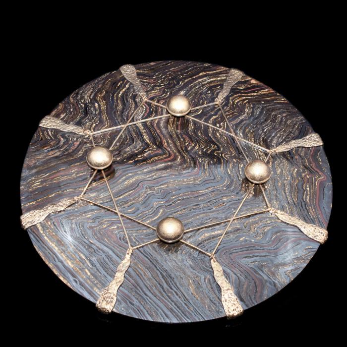 Silver dish "Tiger's claw" with gold plating
