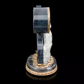 Interior clock made of brass, agate and quartz "Two dragons" with gold plating