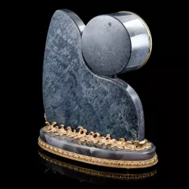 Interior clock made of brass, agate and quartz "Two dragons" with gold plating